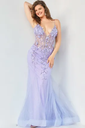 3D Floral Sleeveless Mermaid Dress by Jovani 05839