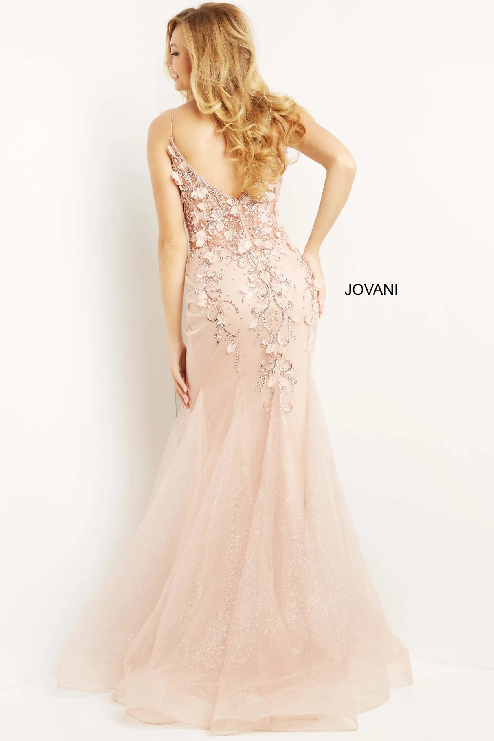 3D Floral Sleeveless Mermaid Dress by Jovani 05839