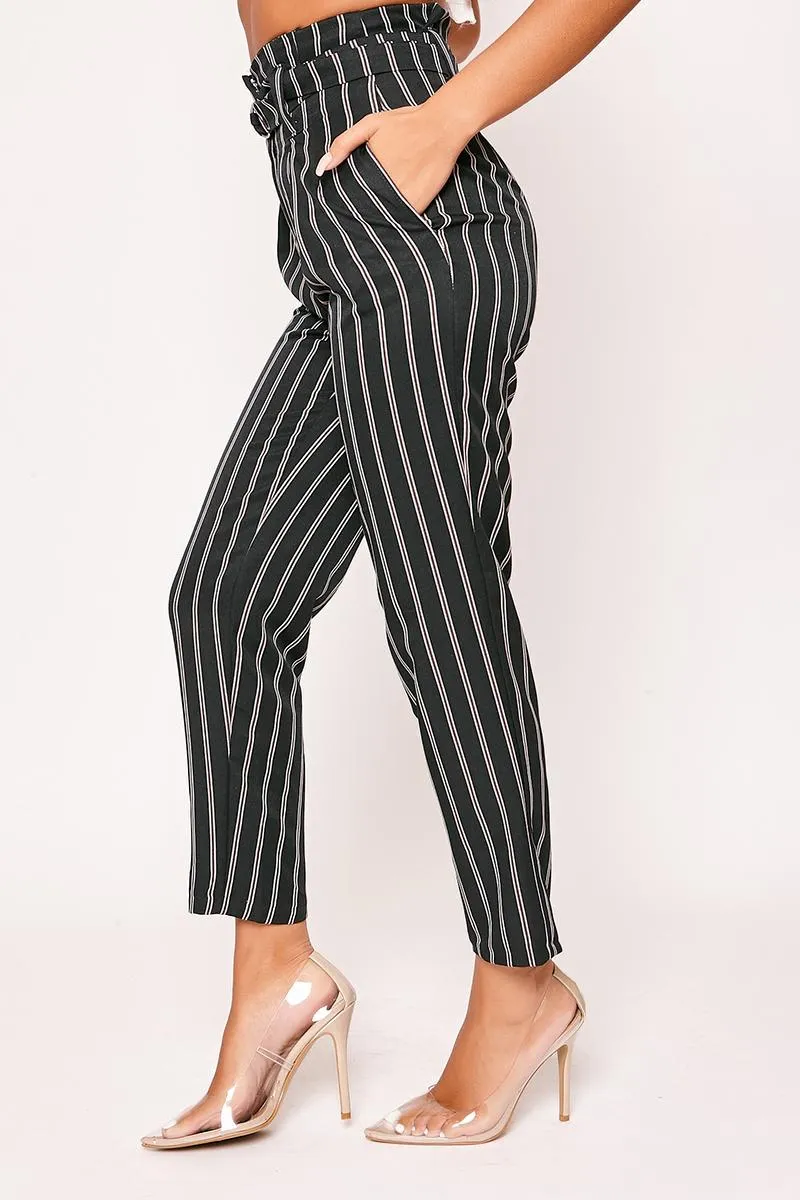 Alice - Navy & White Pin Stripe Cigarette Trousers