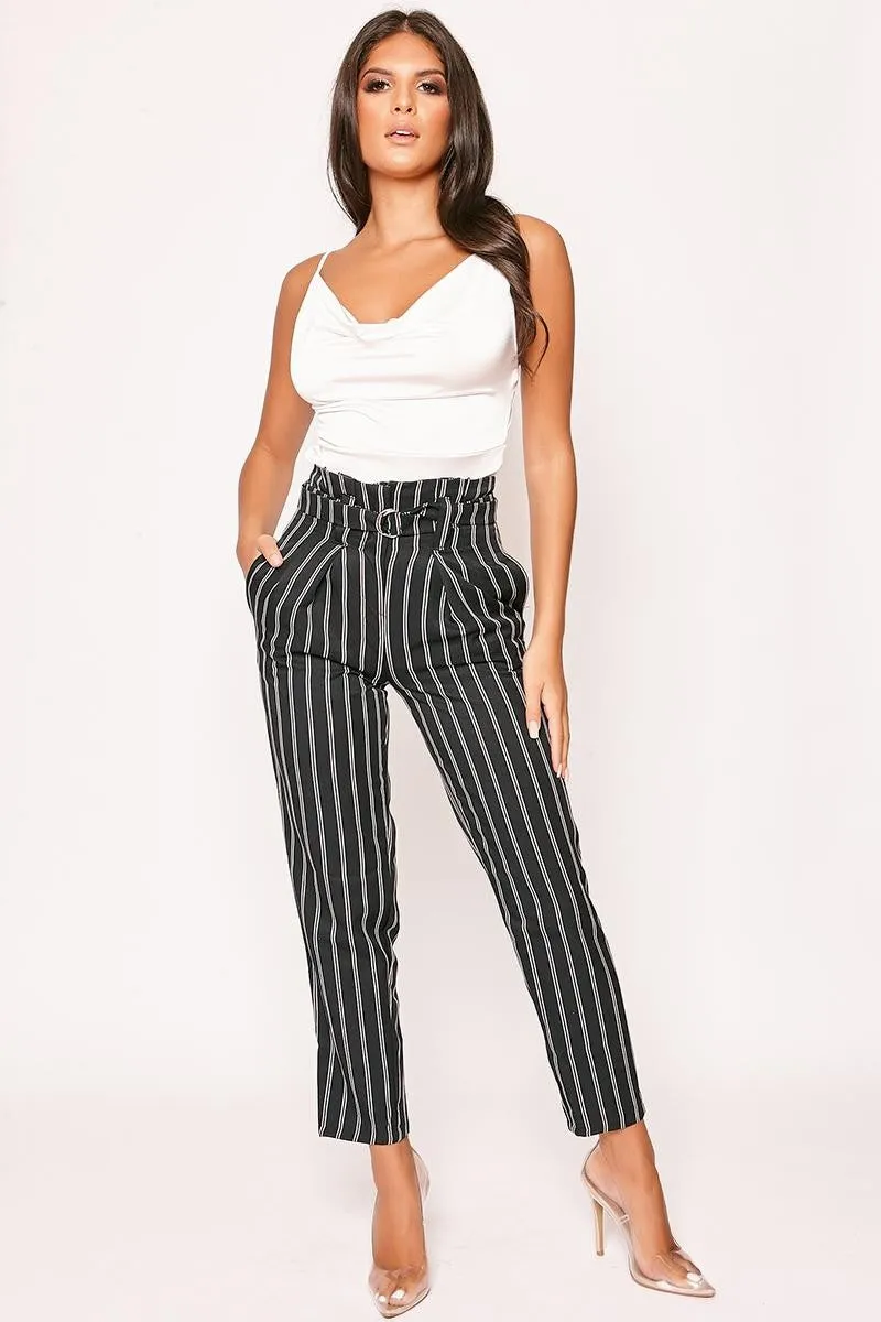 Alice - Navy & White Pin Stripe Cigarette Trousers