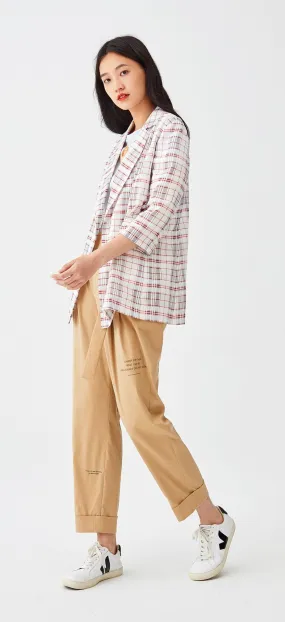 Beige High Waisted Trousers