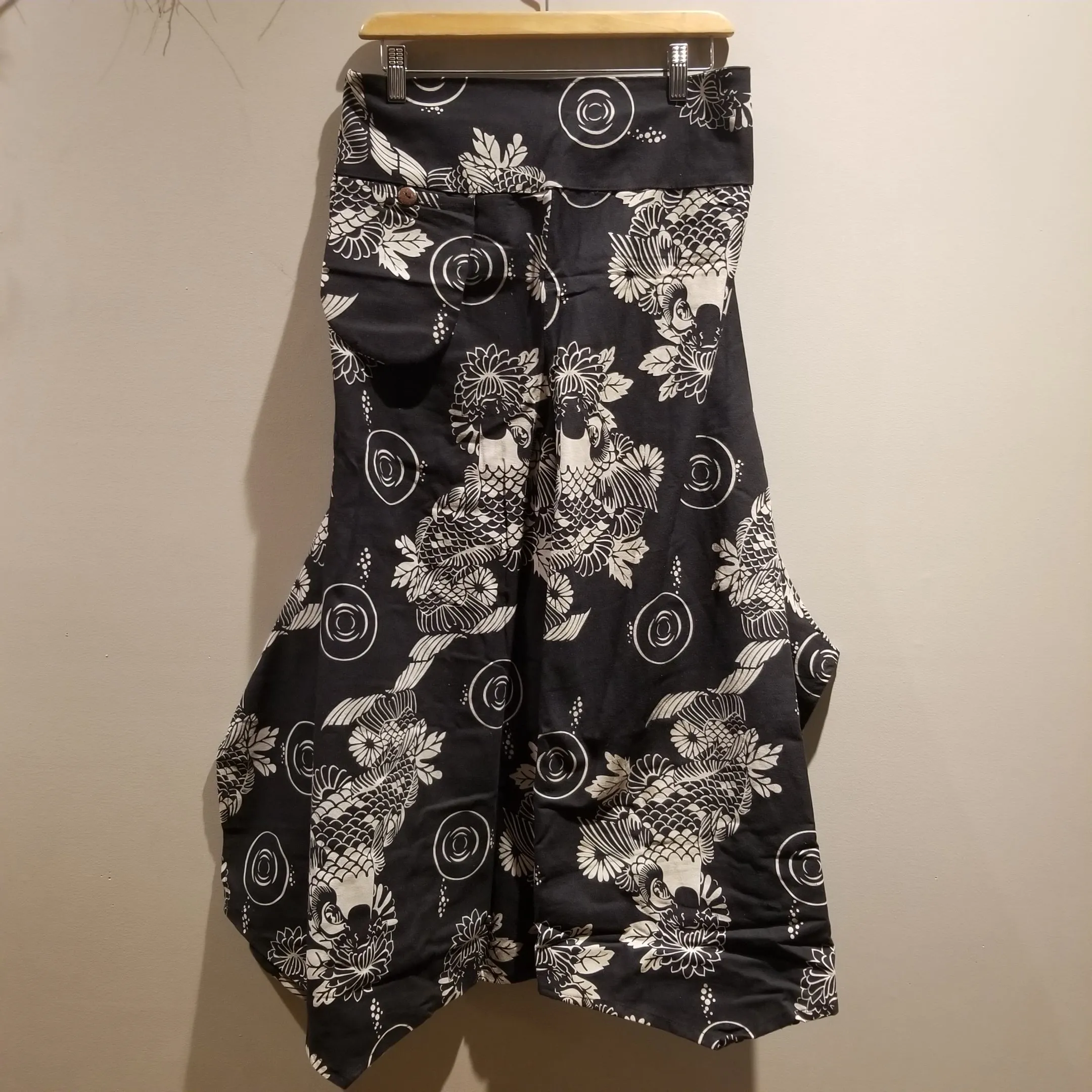 Black Circle Koi Wide Leg Pants