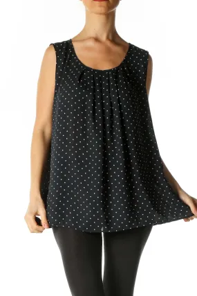 Black Polka Dot Casual Blouse