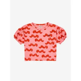 Bobo Choses Waves All Over Puffed Sleeve T-Shirt