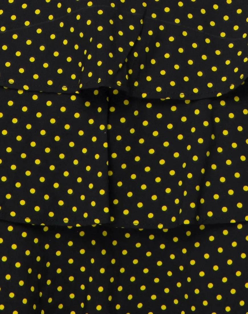 Casseyette Skirt in Yellow and Black Polka Dot