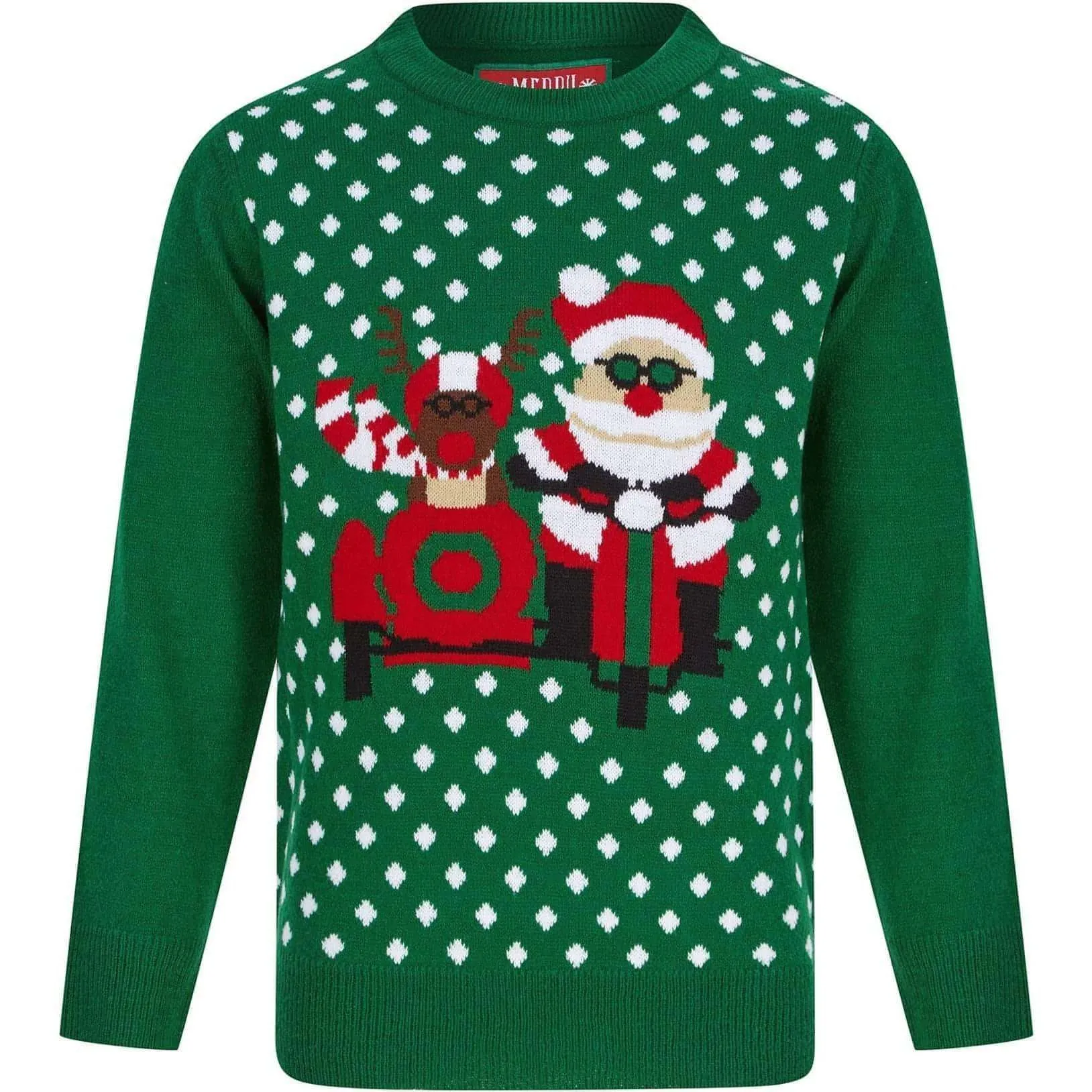 Christmas Sidecar Polka Dot Junior Christmas Jumper - Green