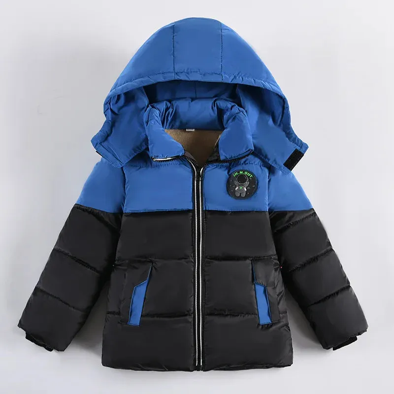 Cold Winter Boys Jacket For Children Coats Kids Warm Hooded Outwear Thick Fleece Coat For Baby Boy Clothes Costume 2 3 4 5 6 Y