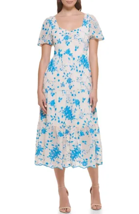 Embroidered Floral Midi