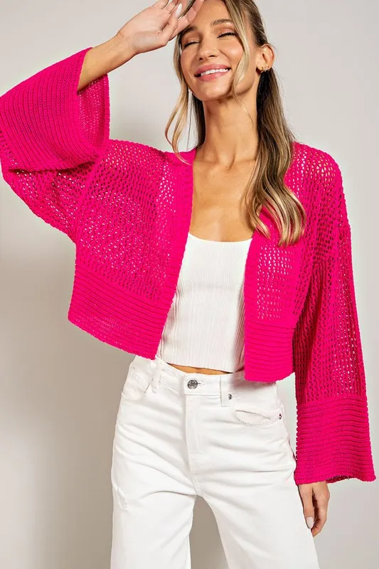 EYELET KNIT CARDIGAN