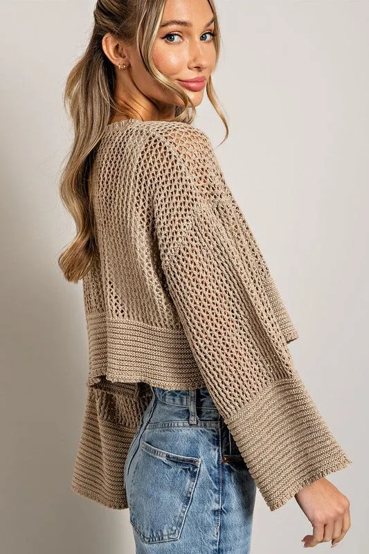 EYELET KNIT CARDIGAN