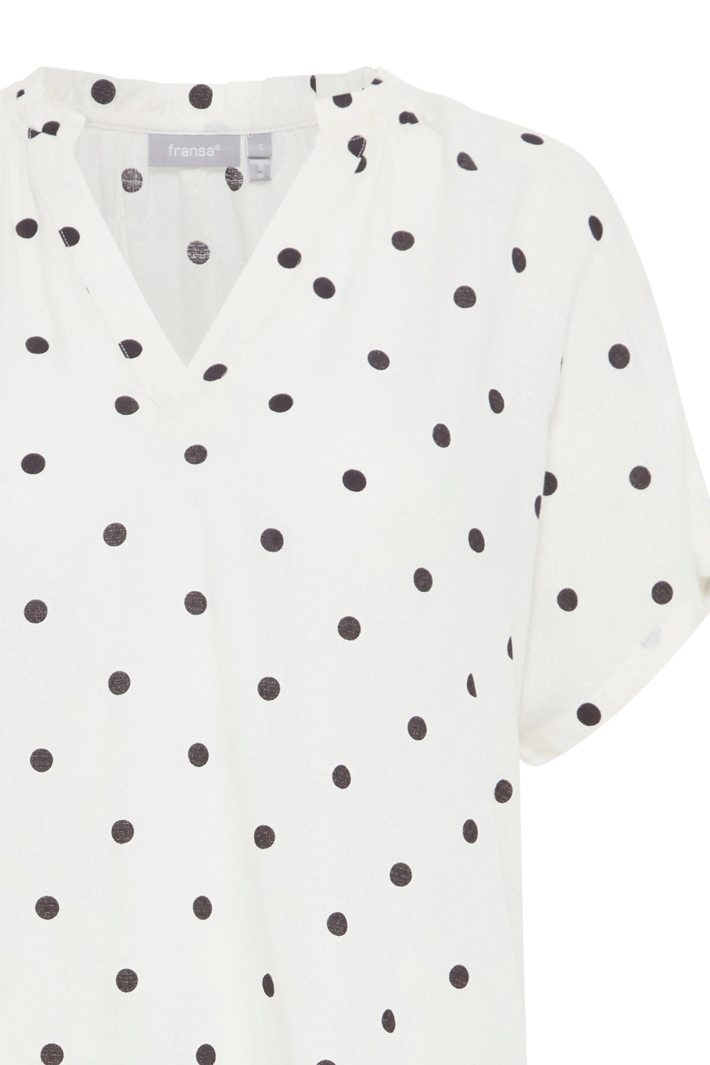 Fransa Polka Dot Short Sleeve blouse Black White 20613491 1