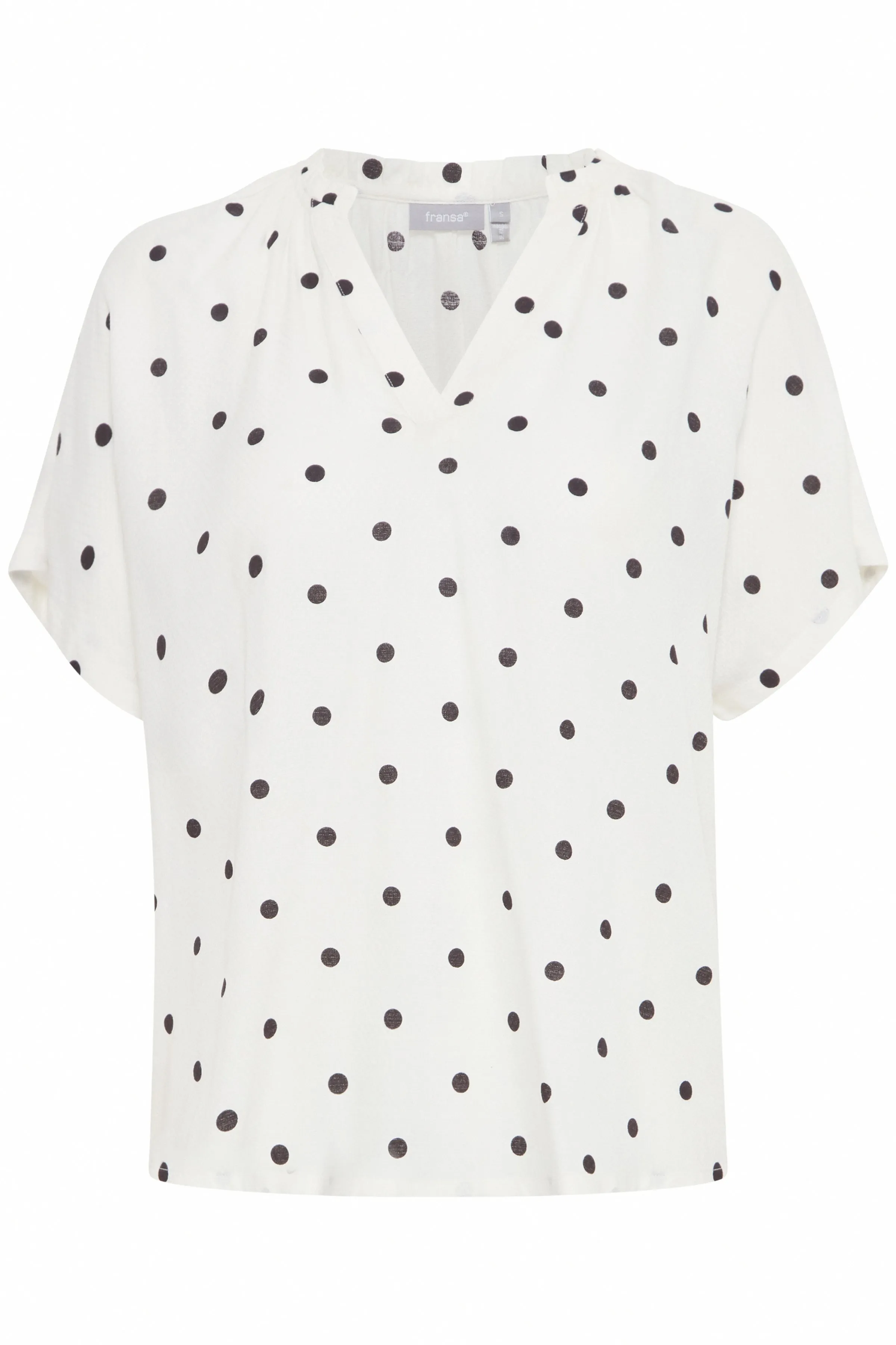 Fransa Polka Dot Short Sleeve blouse Black White 20613491 1