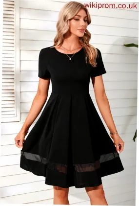 Giovanna Short Club Dresses Cotton A-line Neck Round Blends Sleeves Dresses Casual Mini