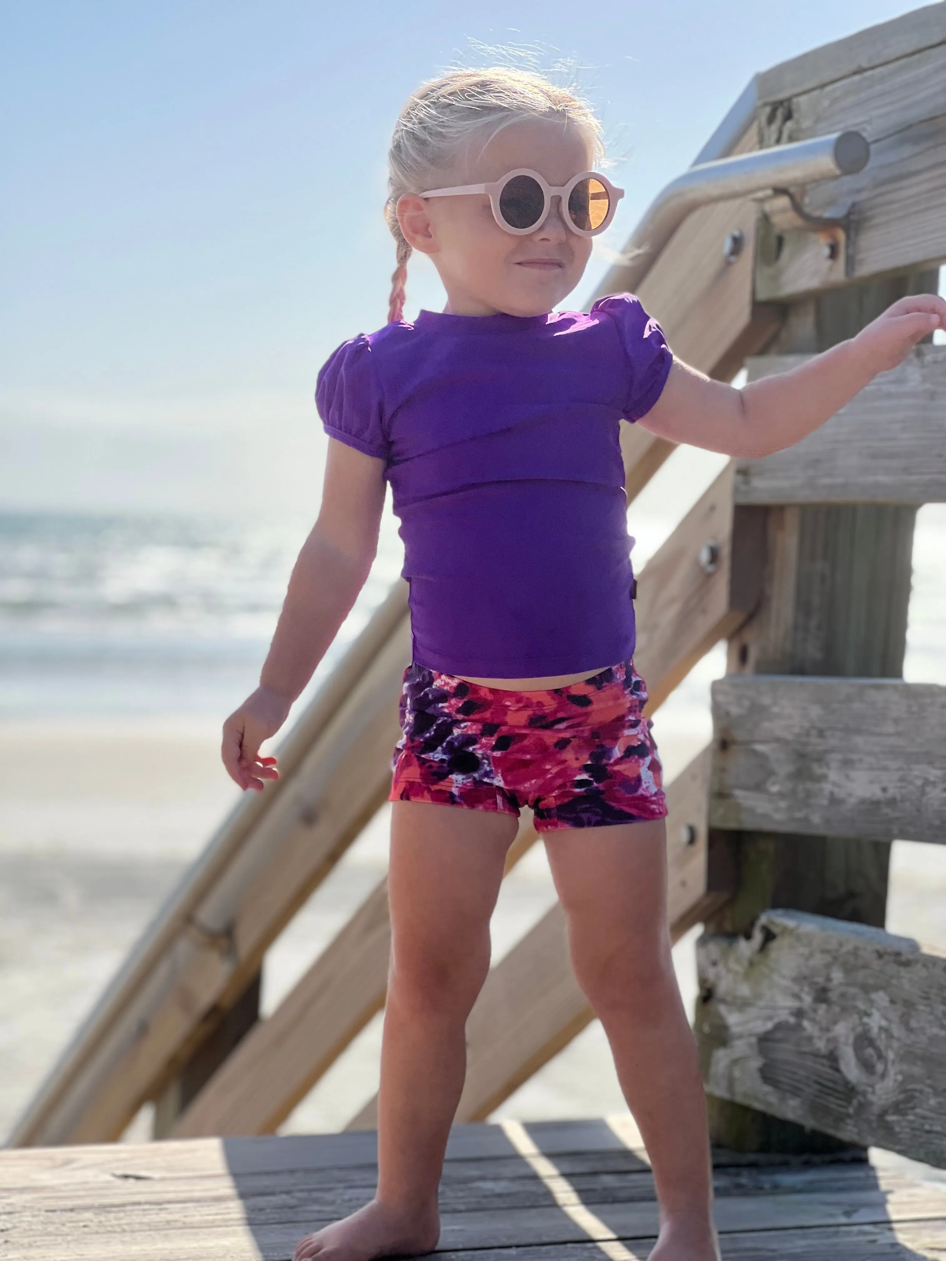 Girls UPF 50  Printed Swim Boy Shorts  | Fiesta Print