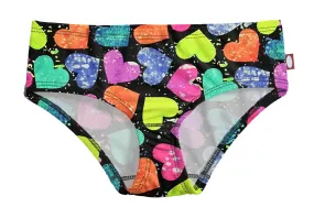 Girls UPF 50  Printed Swim Briefs  | Hearts Splatter