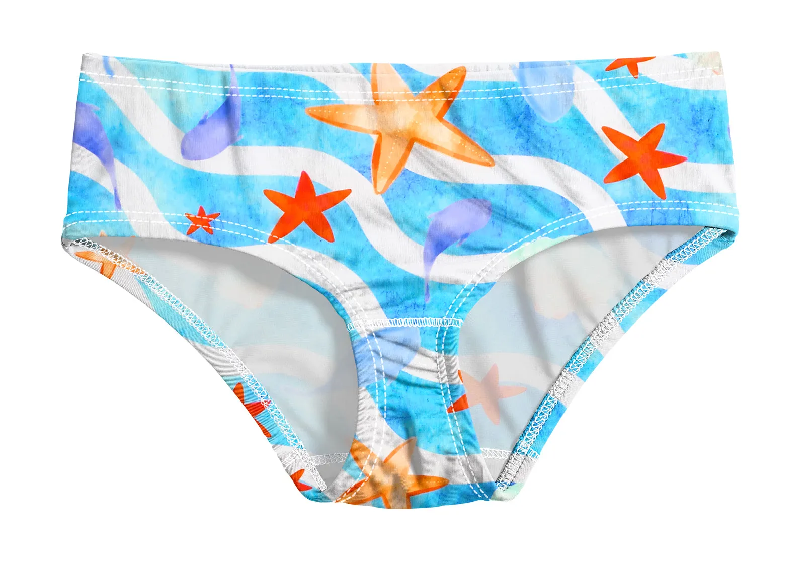 Girls UPF 50  Printed Swim Briefs  | Marine Life