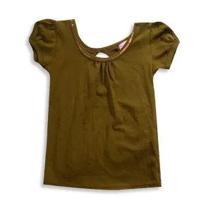 Haven Girl - Little Girls Short Sleeve Top, Cocoa