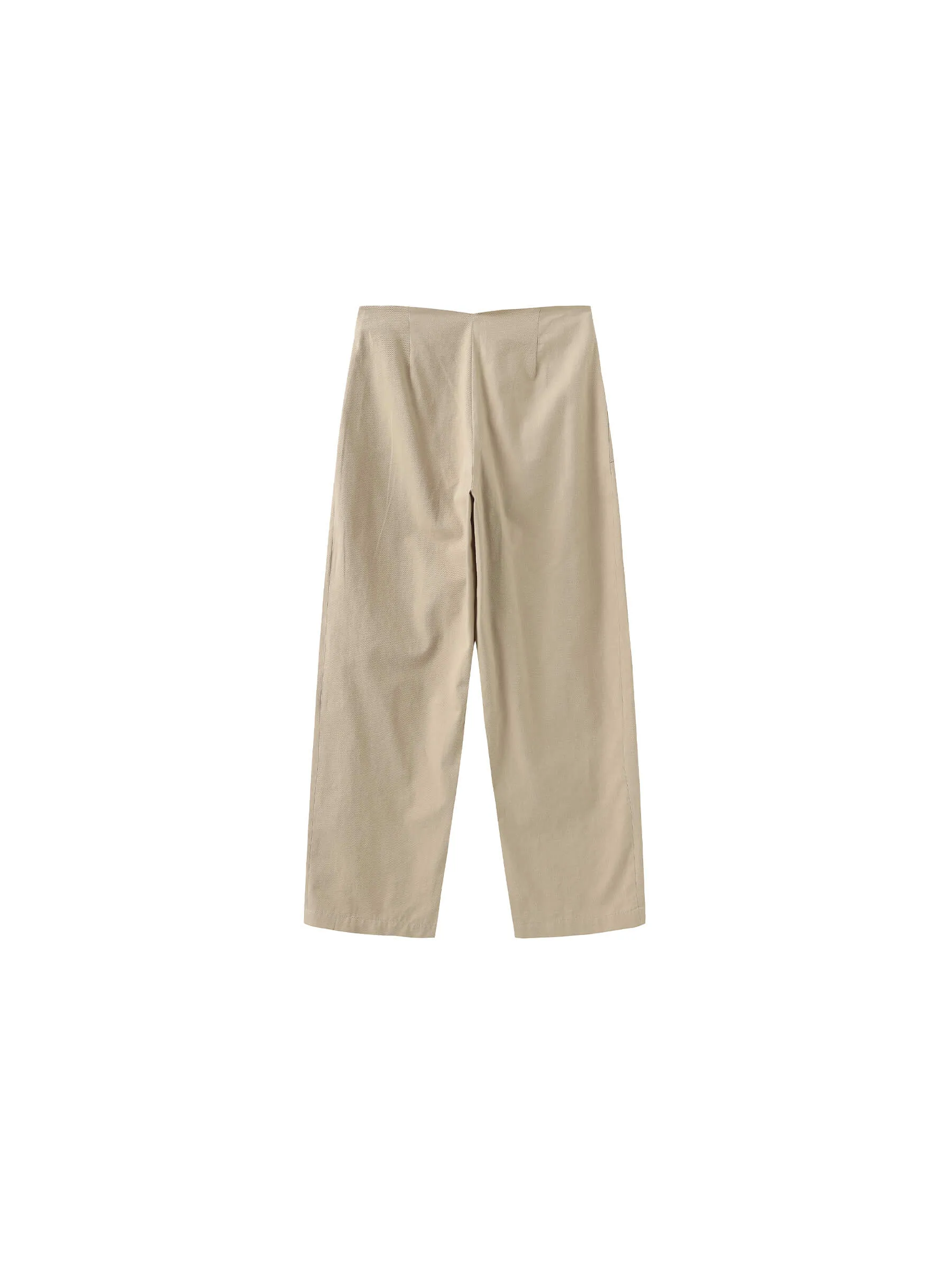 High Waisted Cotton Straight Trousers