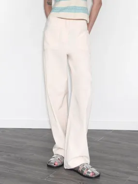 High Waisted Cotton Straight Trousers