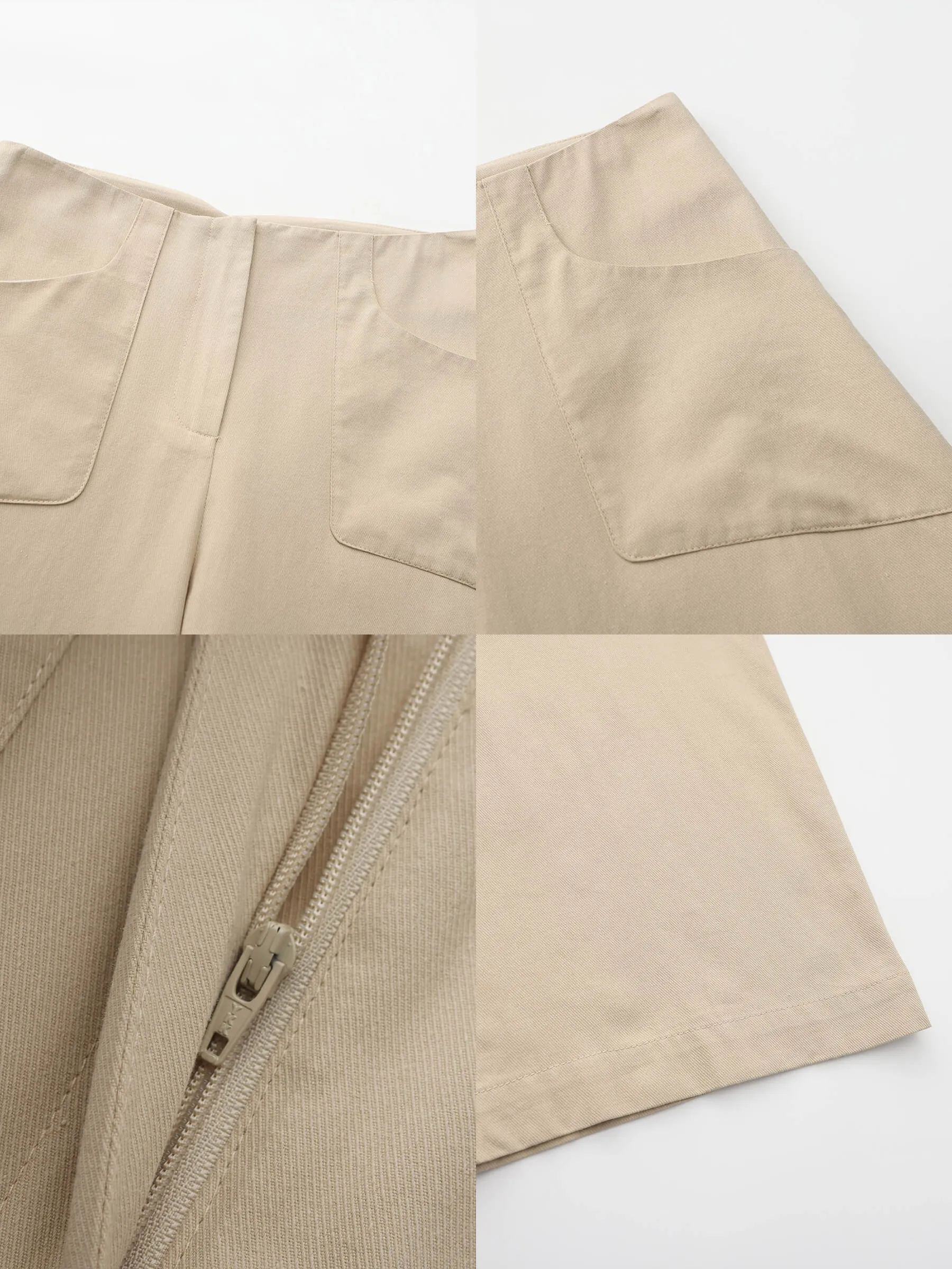 High Waisted Cotton Straight Trousers