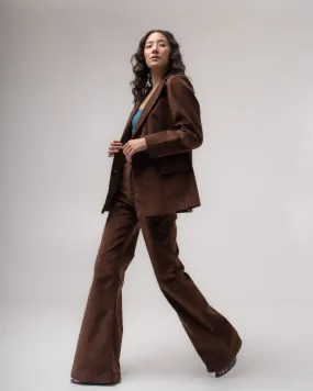 High-waisted flared corduroy trousers