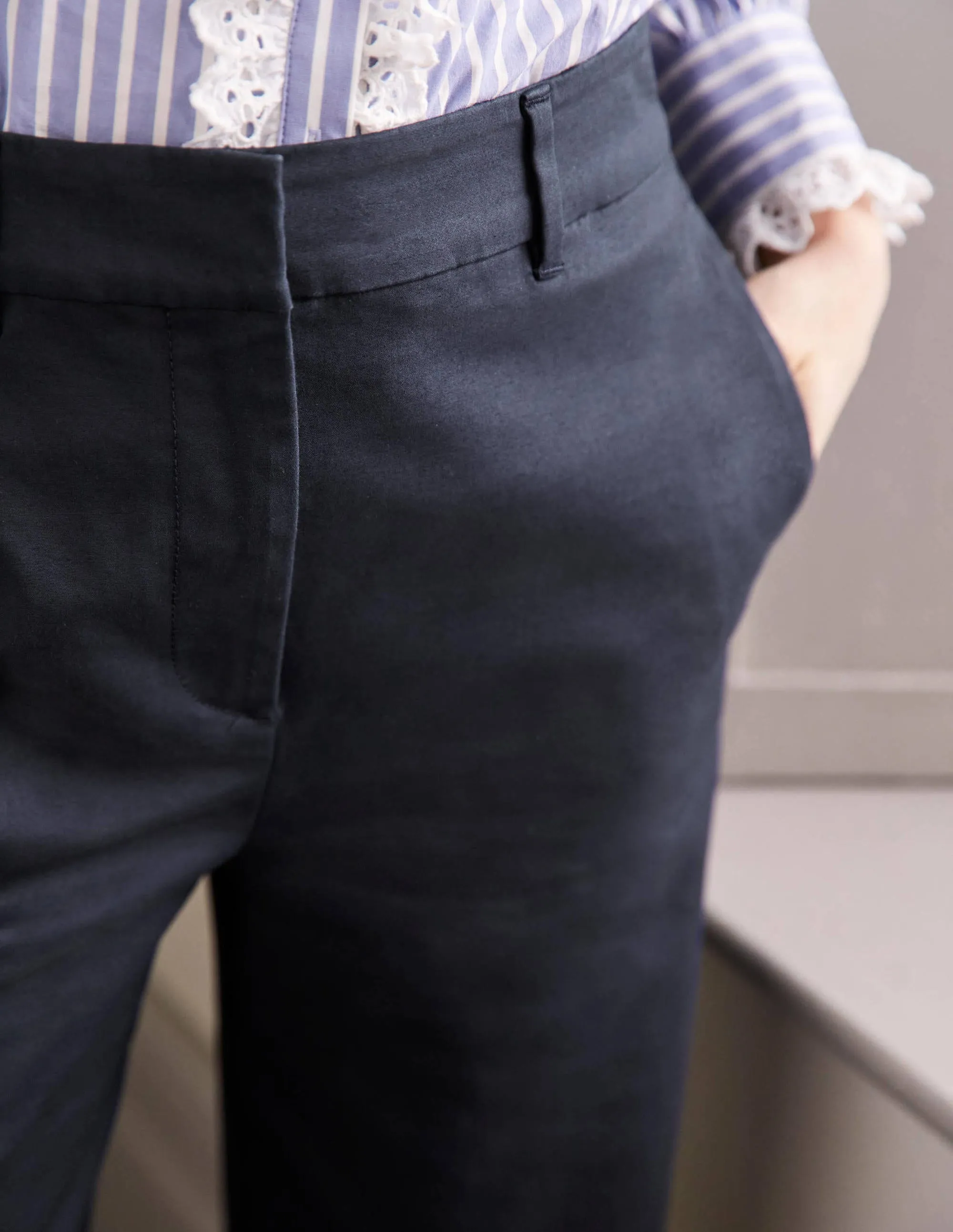 High Waisted Richmond Trousers-Navy