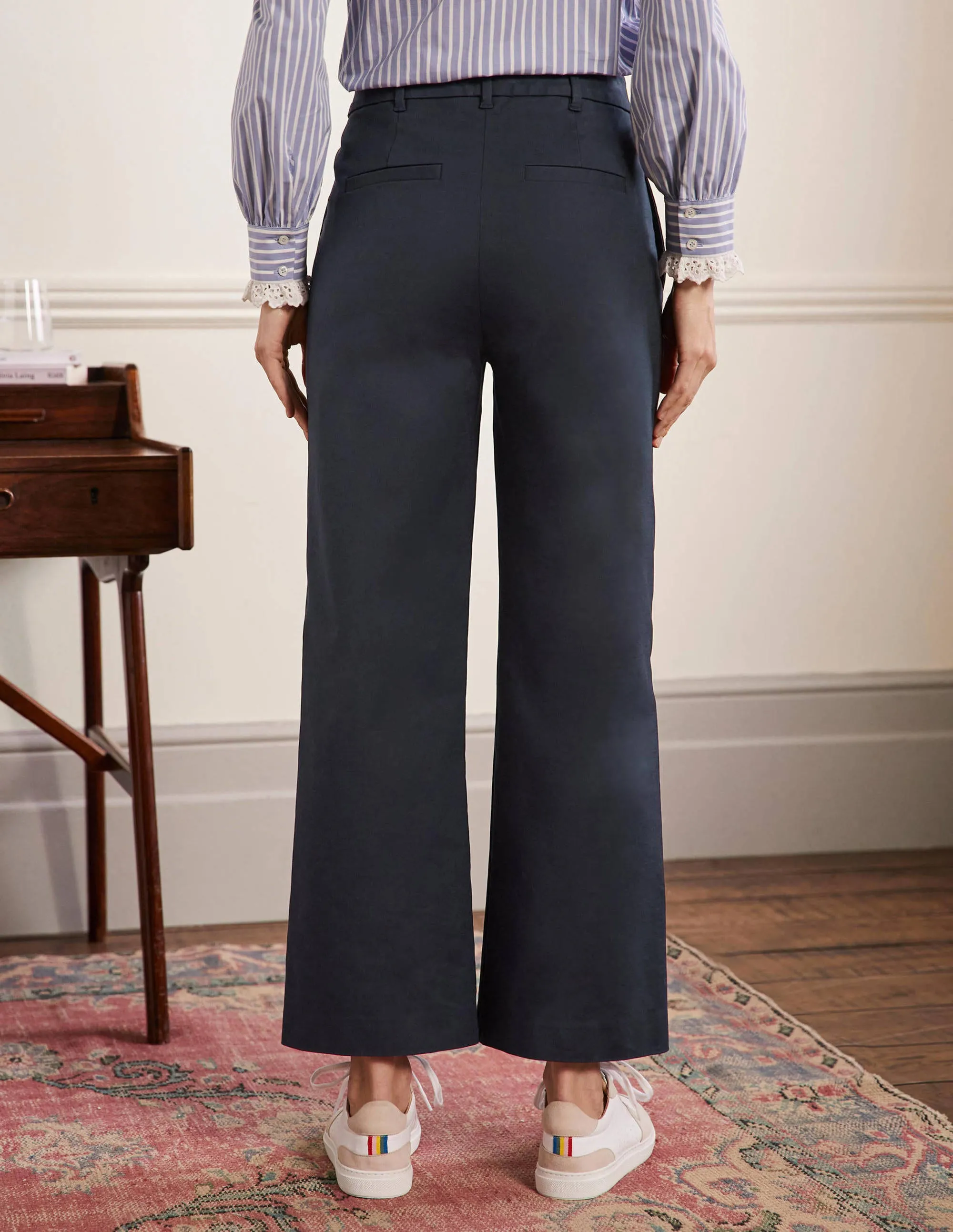 High Waisted Richmond Trousers-Navy