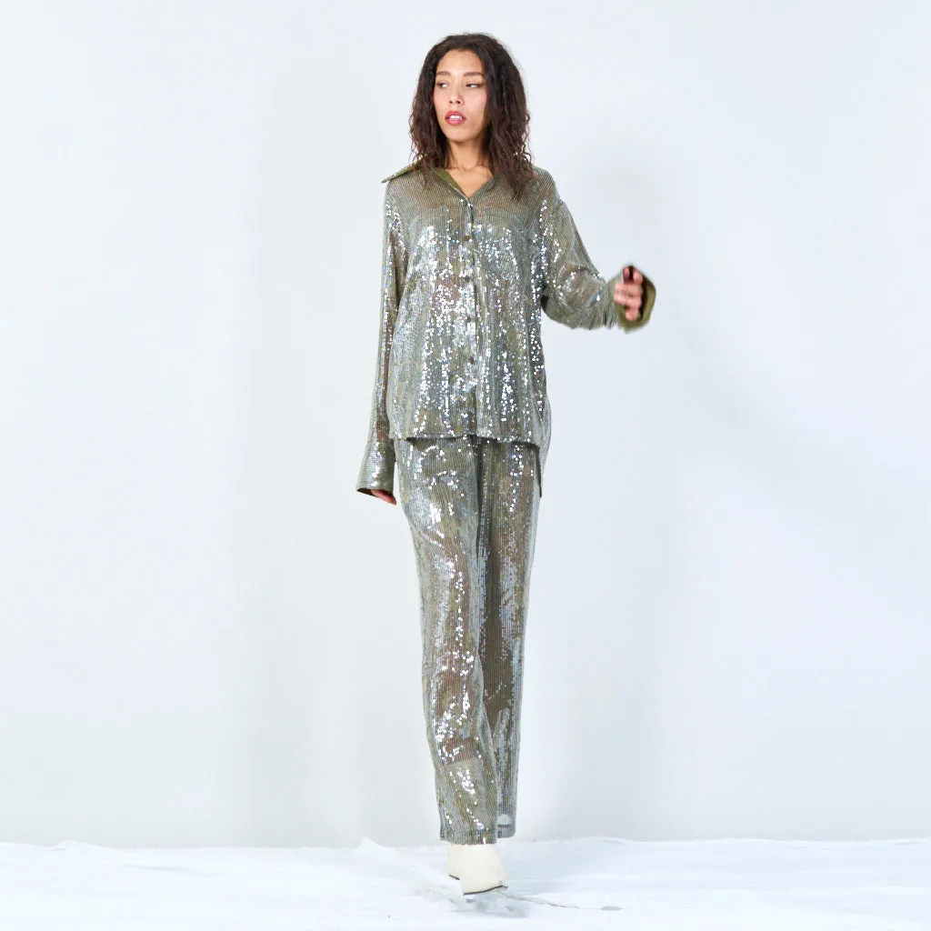 High-waisted sequin trousers wholesale