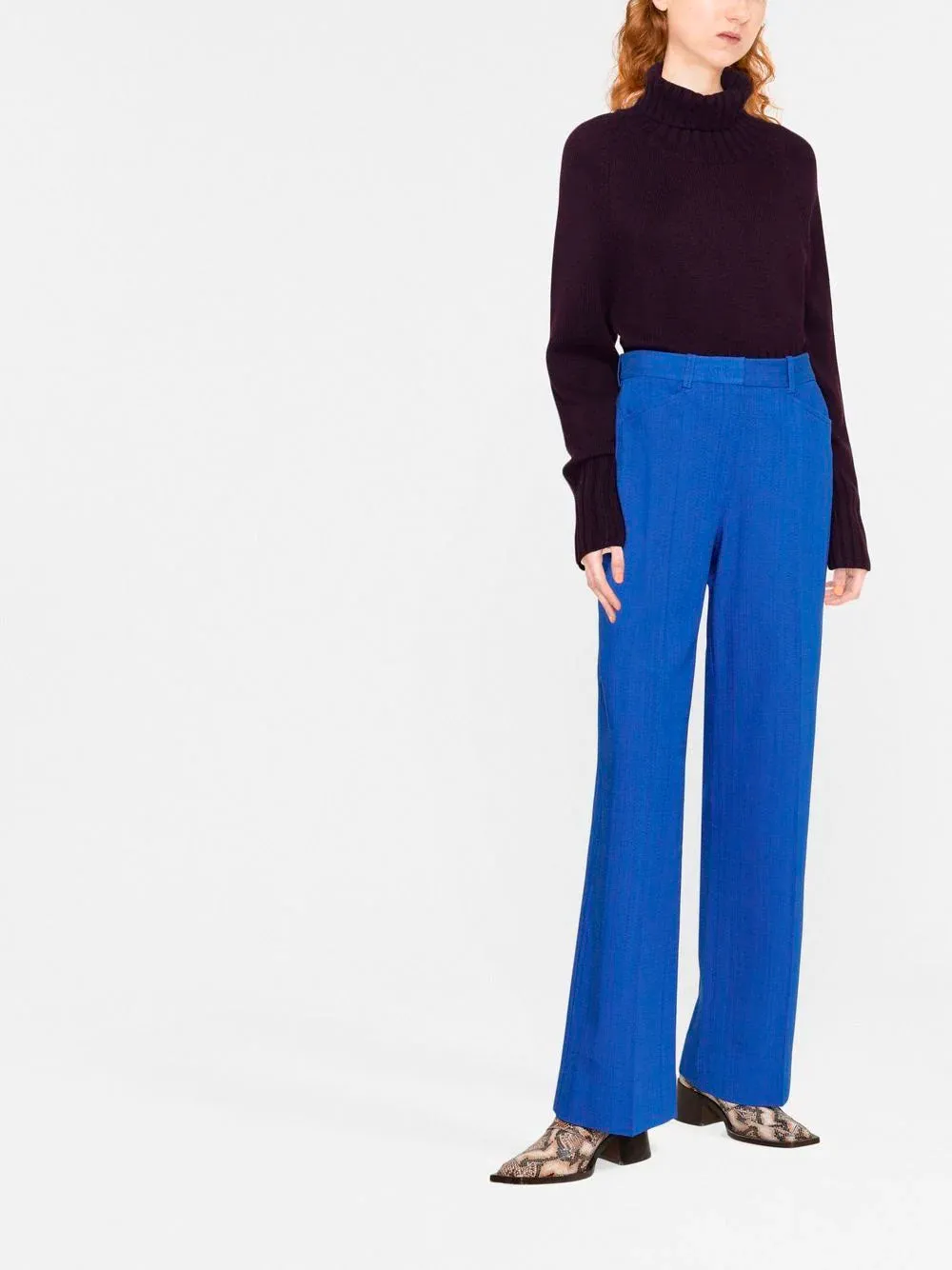 High-waisted straight trousers