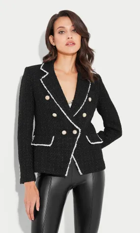 LILA CONTRAST TWEED BLAZER - BLACK/CREAM