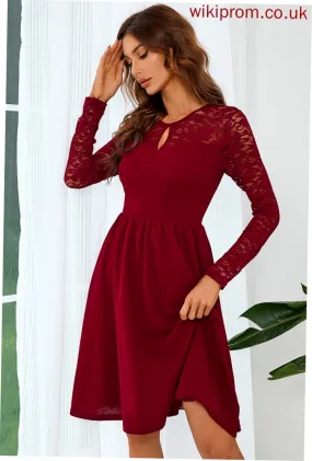 Long Sleeves Round Blends Mini Elegant Mia Club Dresses A-line Neck Cotton Lace Dresses