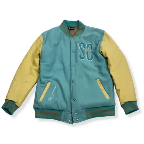 Luxury varsity jacket mens - "Cyan"