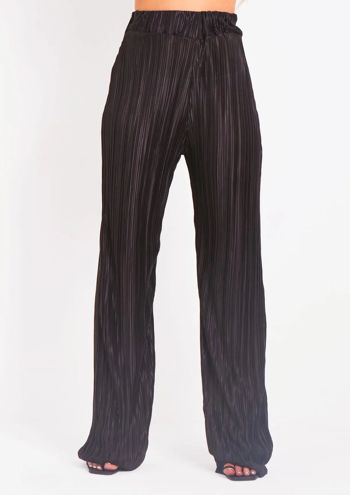 Mia Black Plisse High Waisted Trouser