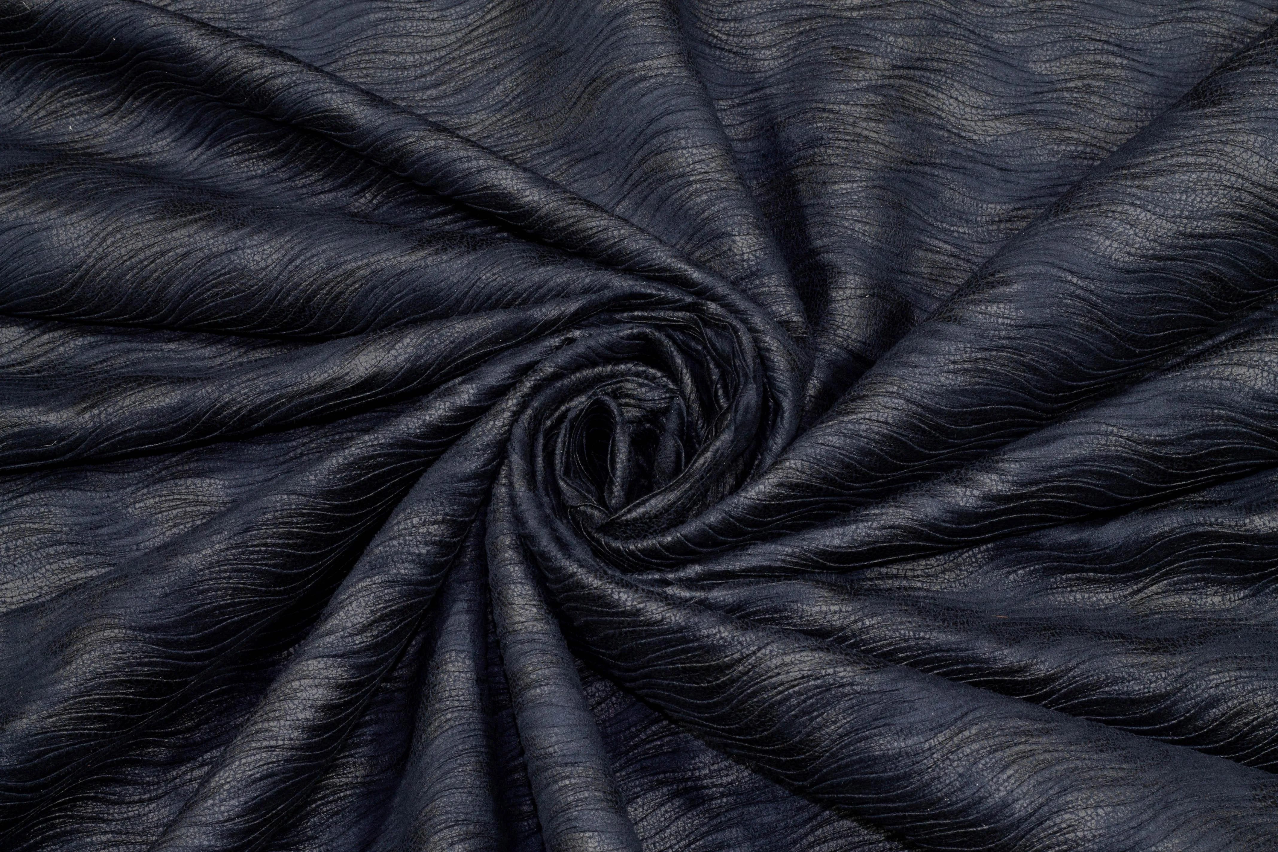 Navy Pleated Polyester - Made in Italy