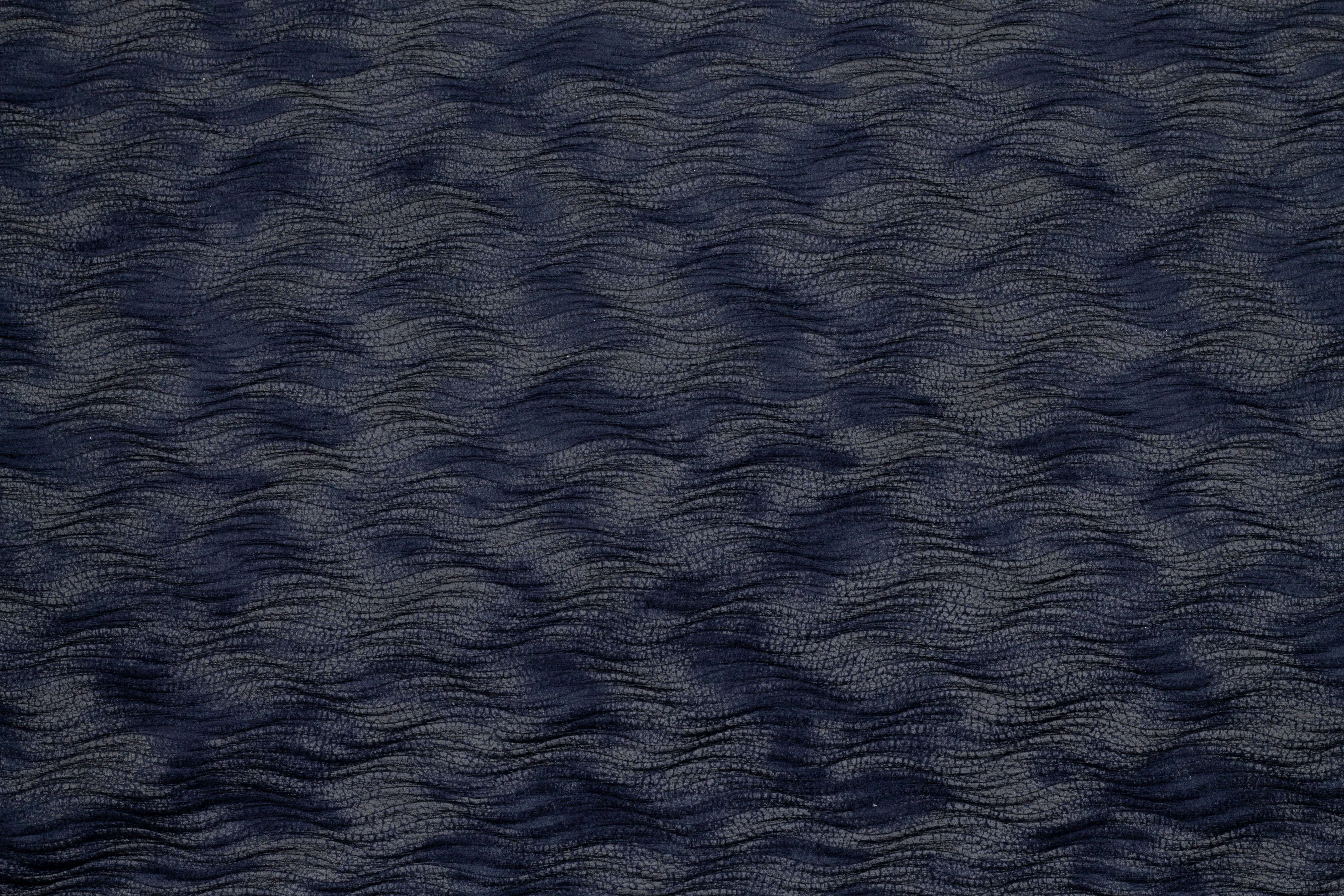 Navy Pleated Polyester - Made in Italy