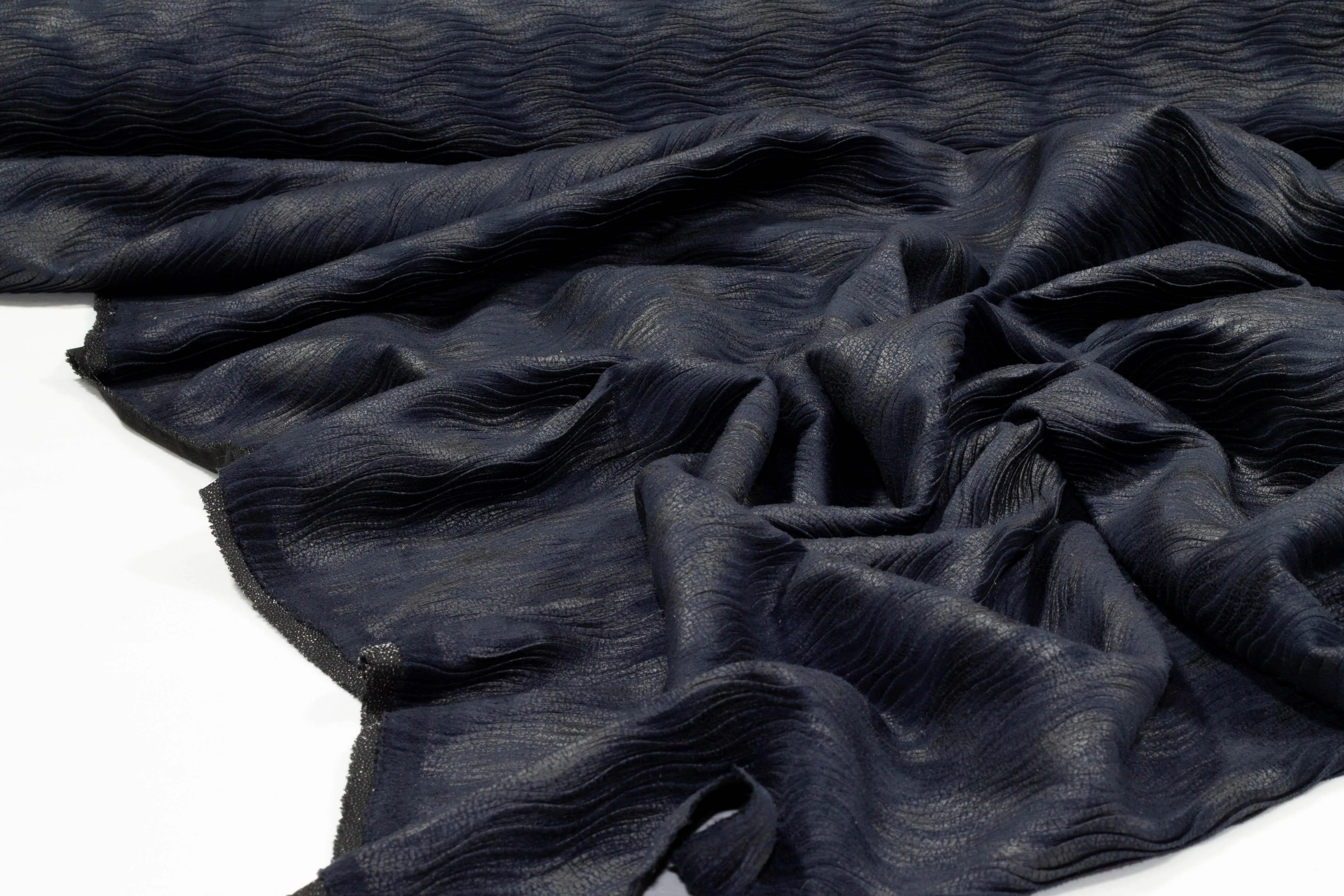 Navy Pleated Polyester - Made in Italy