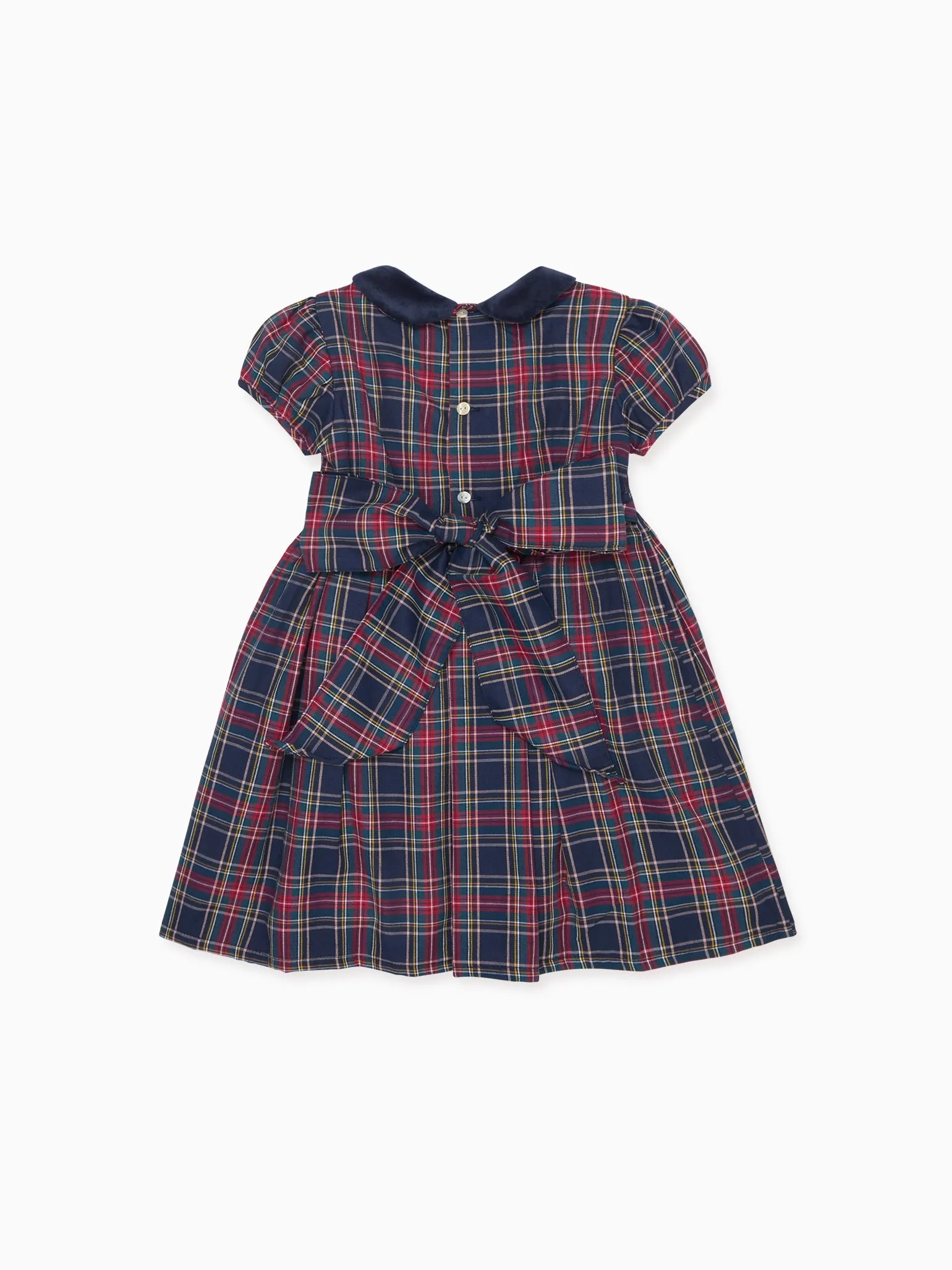 Navy Tartan Arcadia Girl Hand-Smocked Dress