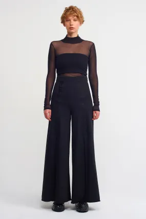 Nu Embroidered Slit Detailed Trousers Black