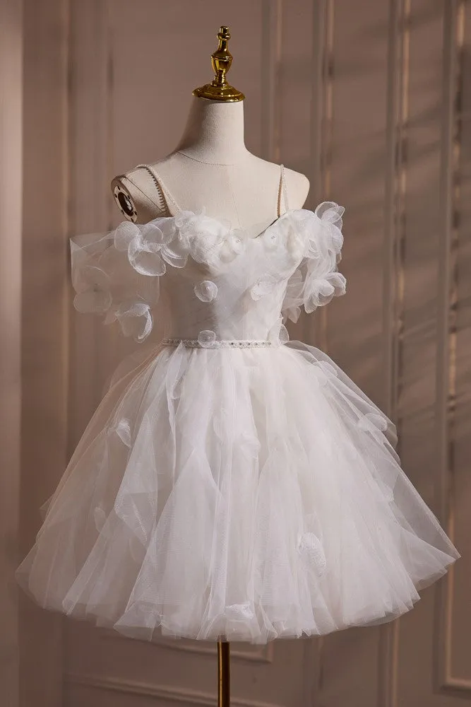 Off the Shoulder Fairy Flower Tulle Short Homecoming Dress