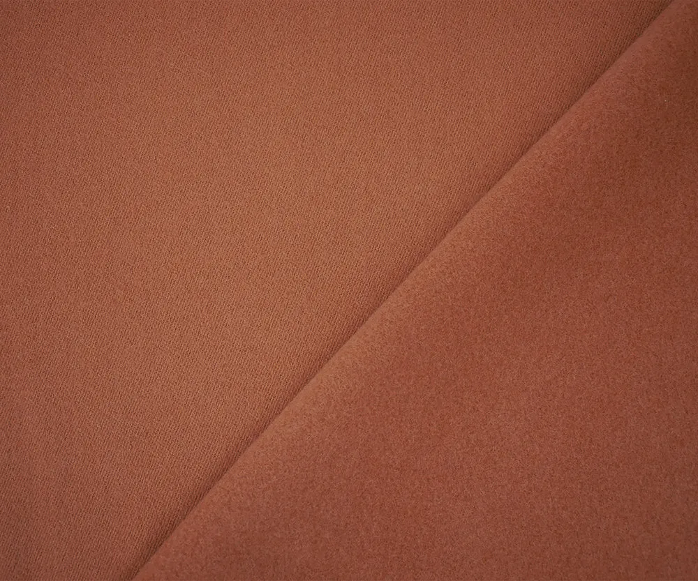 Orange Wool-Poly Brushed Back Twill Woven Jacketing Fabric