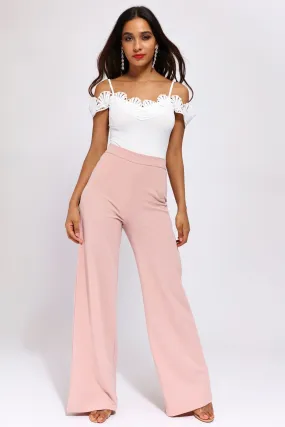 Pink High Waisted Palazzo Trouser