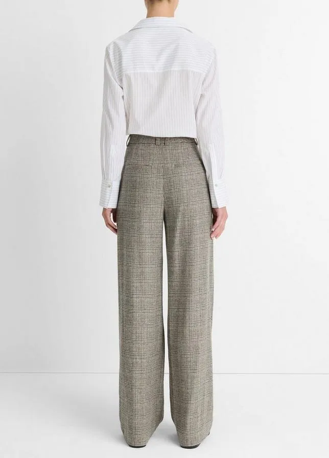 PLAID ITALIAN WOOL-BLEND HIGH WAISTED TROUSER