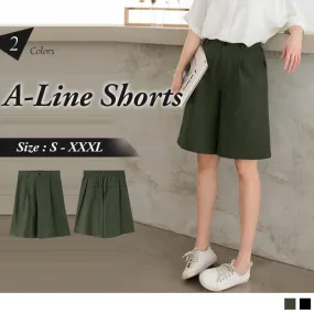 PLAIN RIBBED COTTON A-LINE SHORTS