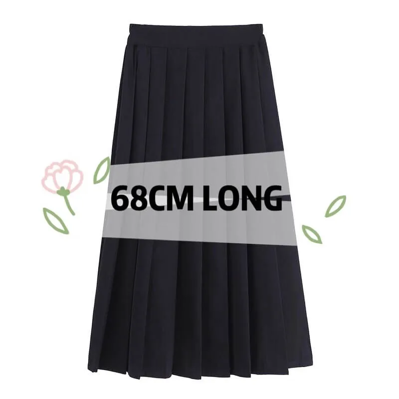 [Plus size] Classic long pleated skirt