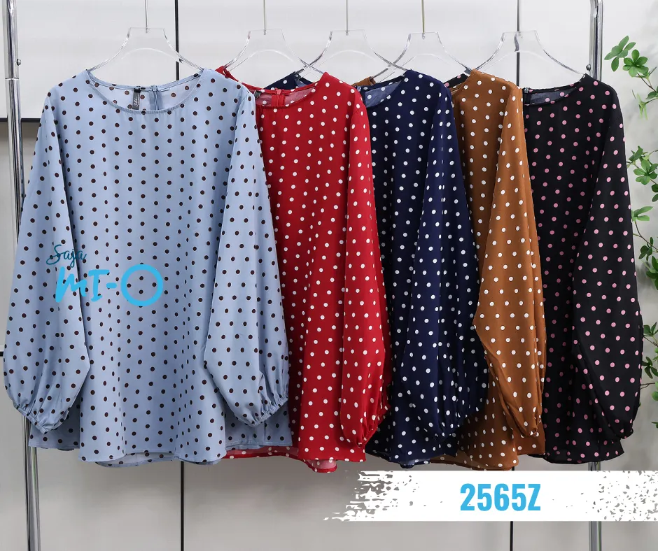 Polka Dots Sleeve Blouse - 2565Z