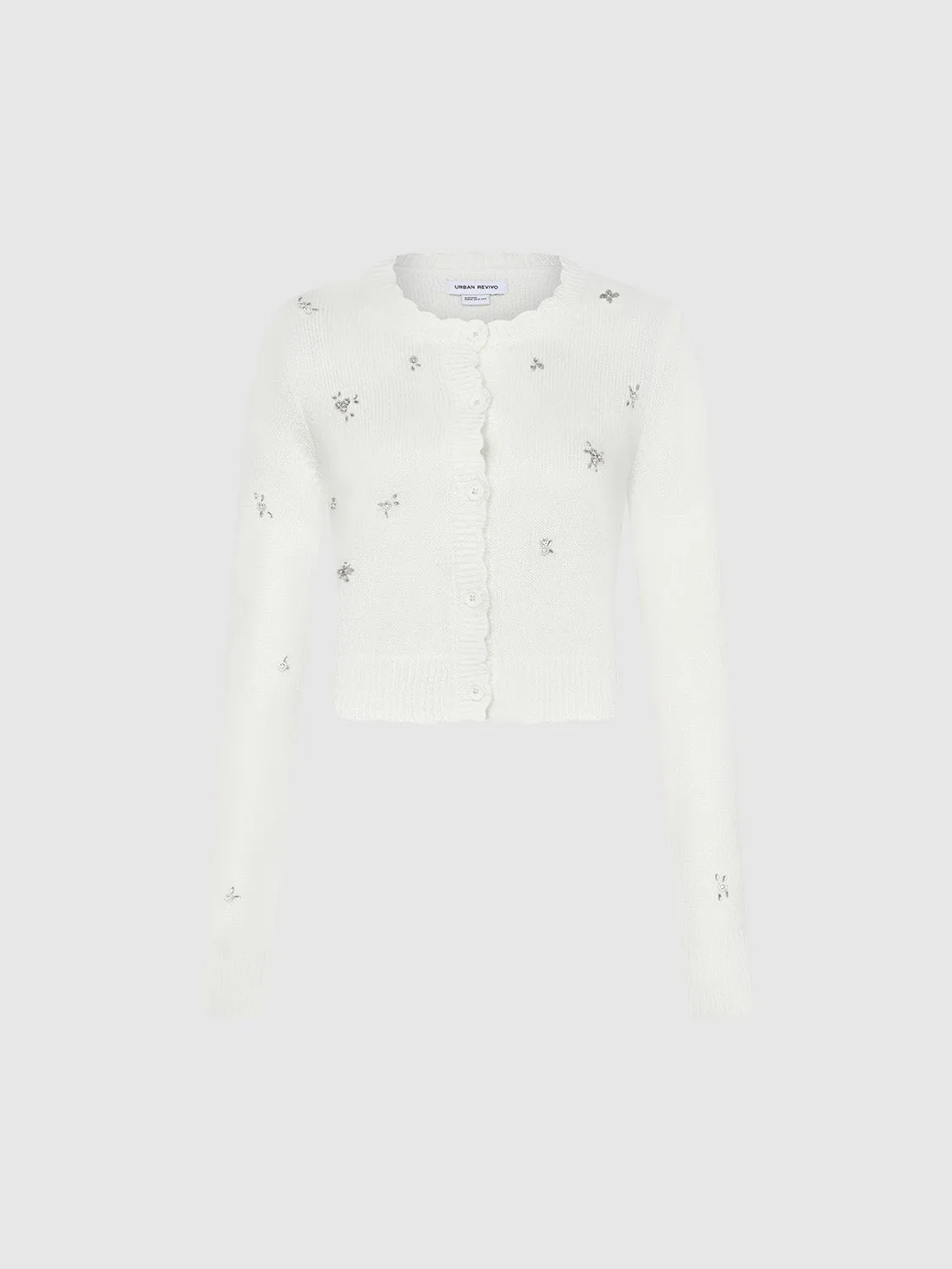 Rhinestone Cropped Knitted Cardigans