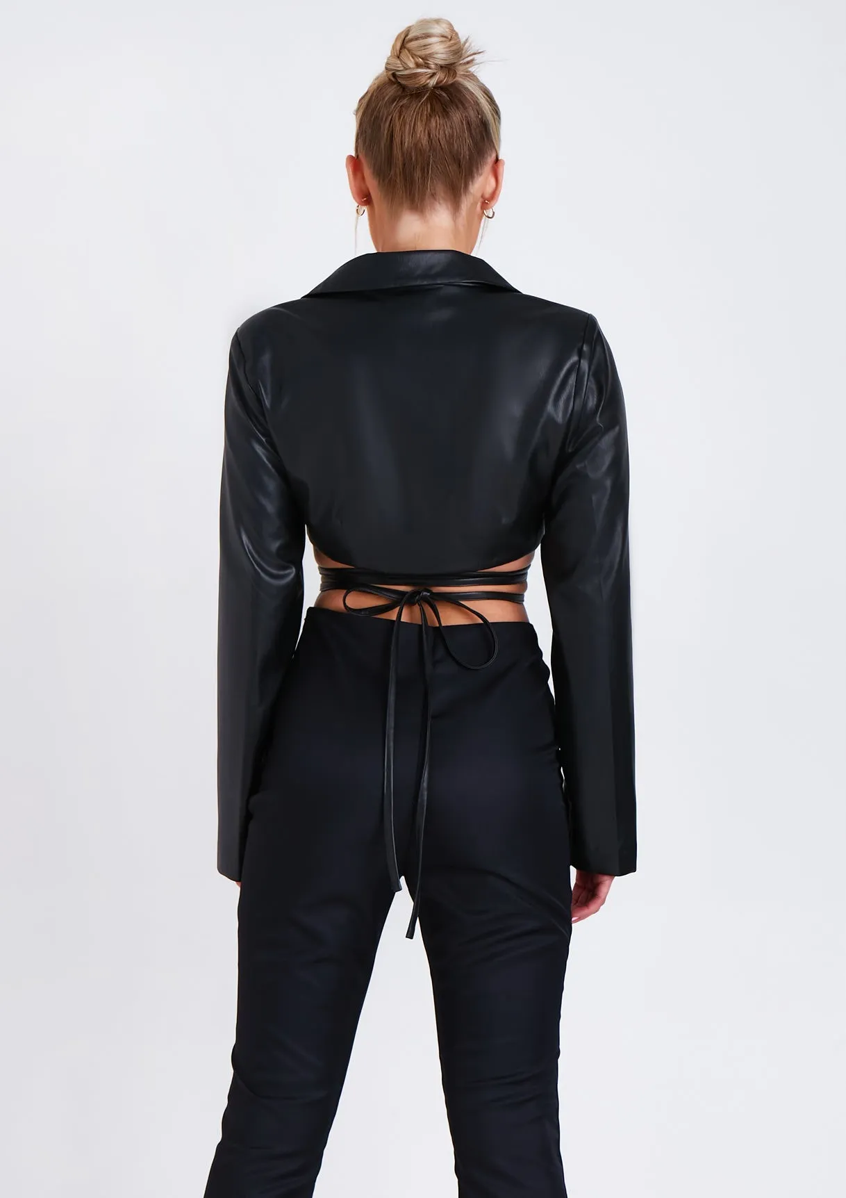 Ruby Black Lace Up High Waisted Trousers