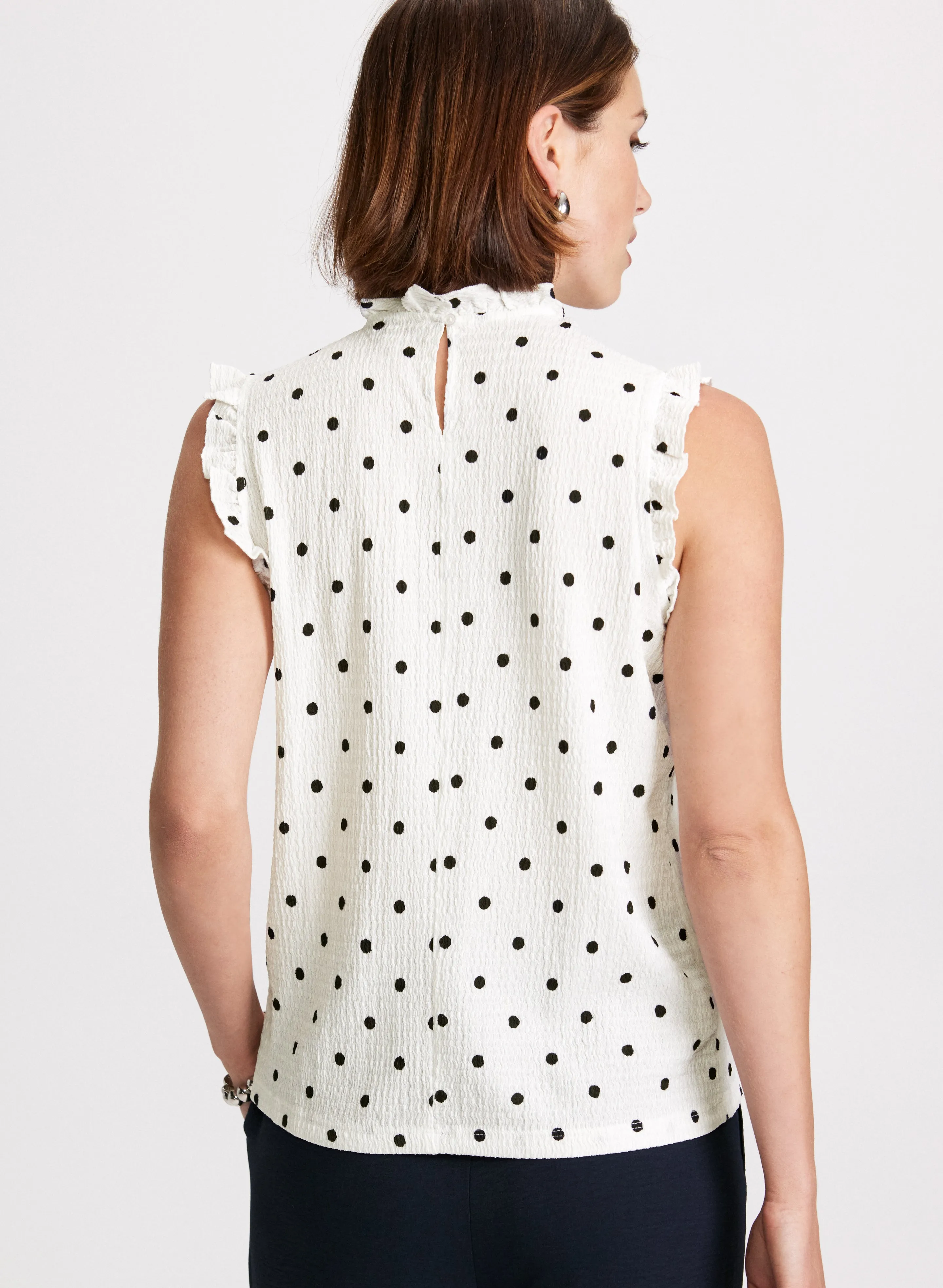 Sleeveless Polka Dot Print Top