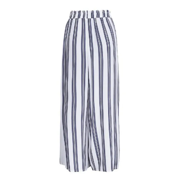 Split leg stripe wide leg pants