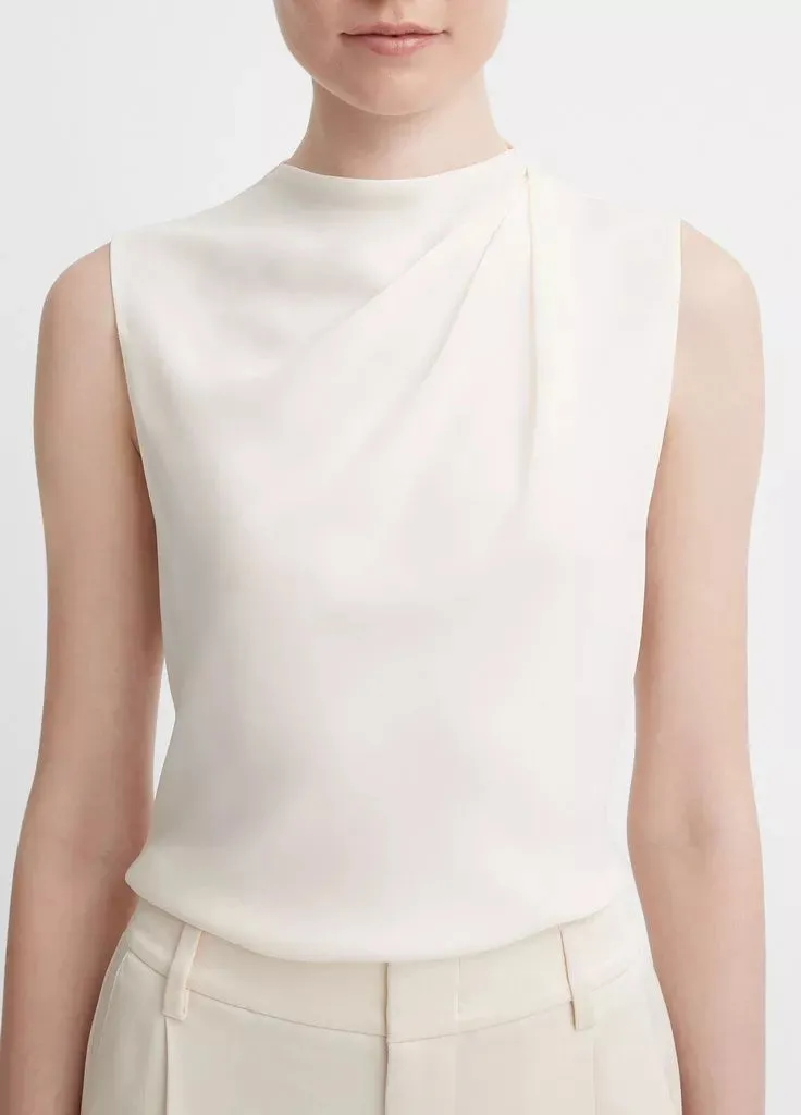 Stretch-Silk Draped Sleeveless Blouse - Chiffon